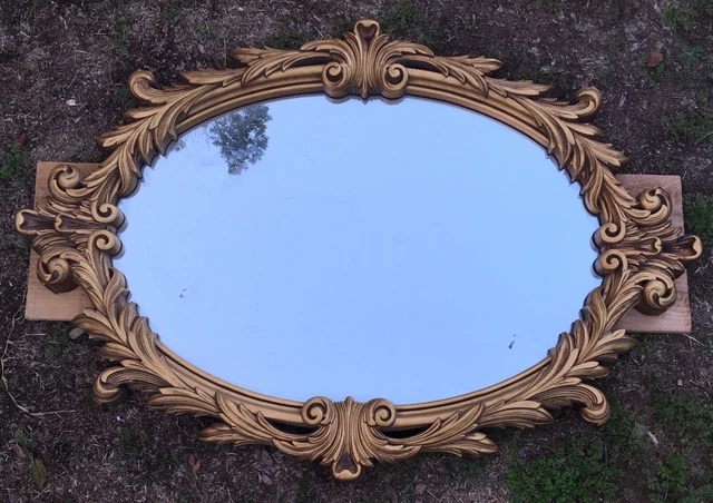 Vintage French Rococo Style Gold resin Framed Mirror Hollywood Regency