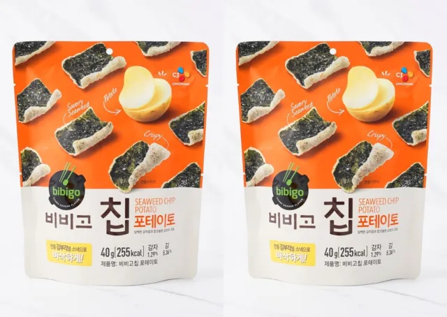 Korean Snack CJ bibigo Seaweed Chip POTATO Taste 40g X 2pack