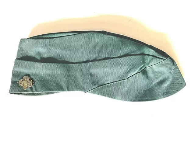 1950's - 60's VINTAGE DARK GREEN GIRL SCOUT ONVELOPE HAT SIZE 22-1/3