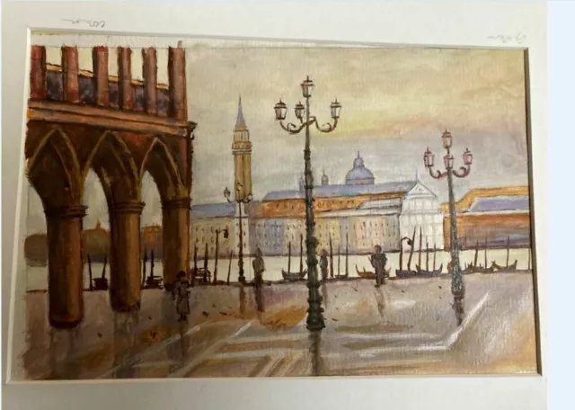 Original Watercolour Painting St Marks Square Venice Italy