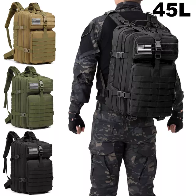 45L Outdoor Military Molle Tactical Backpack Rucksack Camping Hiking Travel Bag