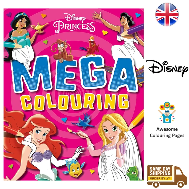 DISNEY PRINCESS MEGA Colouring Book Favourite Characters For Kids Boys Girls £6.81 - PicClick UK