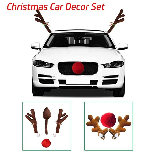 Red Nose Horn Costume Set Christmas Car Decor  Christmas Supplies