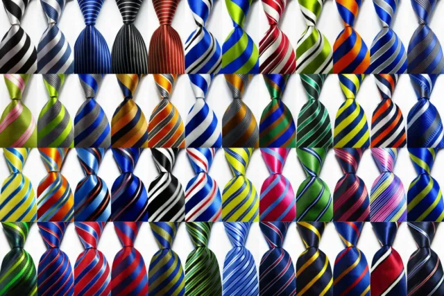 New Classic Ties Striped JACQUARD WOVEN 100% Silk Men's Tie Necktie
