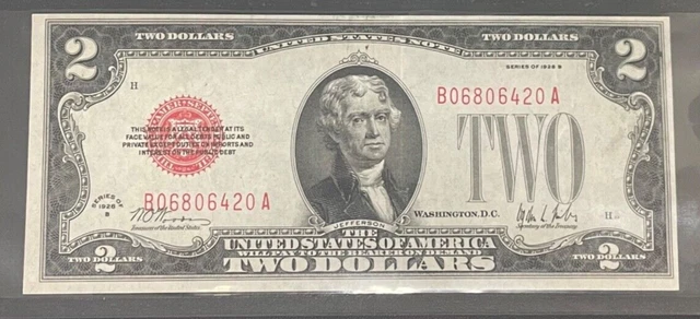 1928 B $2 U.S. Note Legal Tender Note.  Fr. 1503.  PCG AU-55, Key Date Note 3