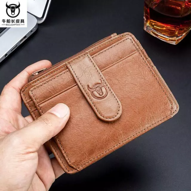 Men Genuine Leather Cowhide Card Wallet Credit Card ID Holder Slim Pocket Purse