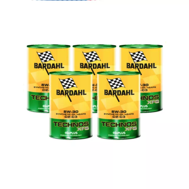 5 Litri Bardahl Technos 5W30 XFS C2 C3 Olio motore 342039 342040 Sintetico