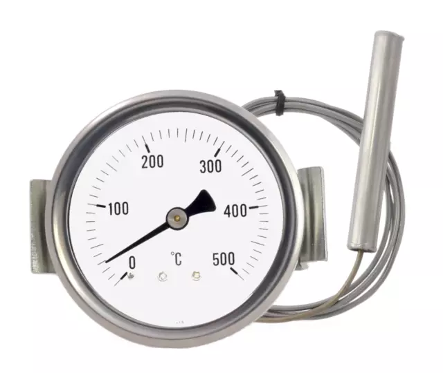 Holzbackofen Grill Pizza Ofen Thermometer Edelstahl 500°C mit Fernfühler 1100mm