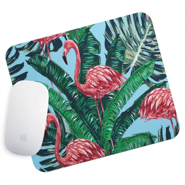 UK Seller Anti-Slip Gamimg Mouse Pad Mat PC Laptop Blue Green Floral Flamingo