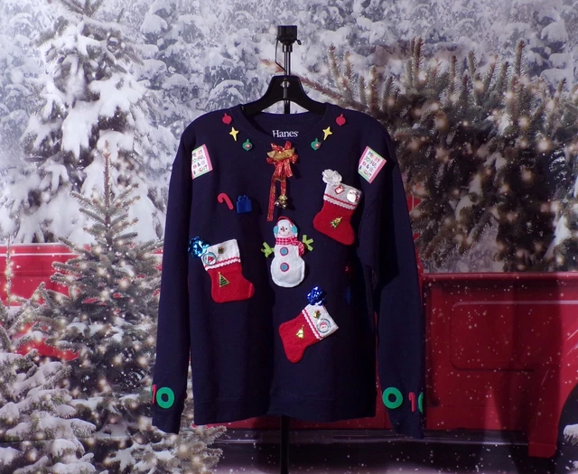 Vintage 2000s Christmas Shirt Y2K Handmade Silly Funny Holiday Sweatshirt Size M