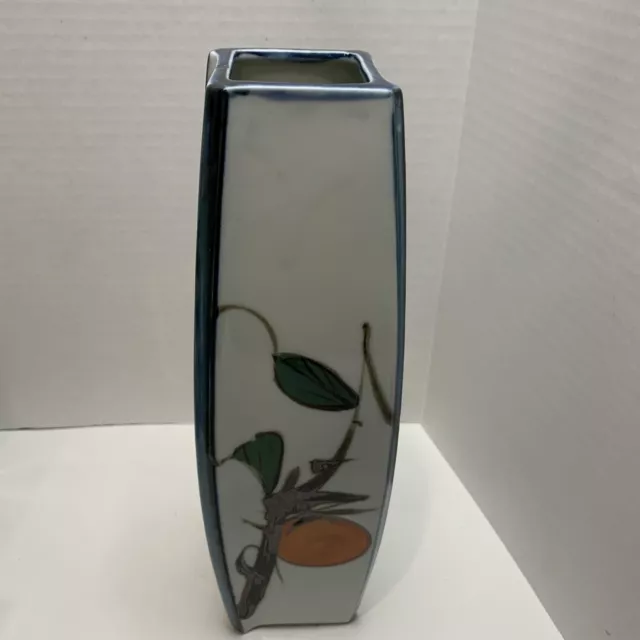 Seymour Mann Oriental Floral Vase Made in Japan 12"x4” Porcelain Ceramic