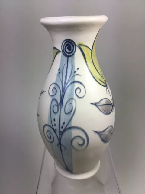 Vintage Stuart Bass Studio Pottery Eexmoor. Hand Decorated Vase Signed To Base.