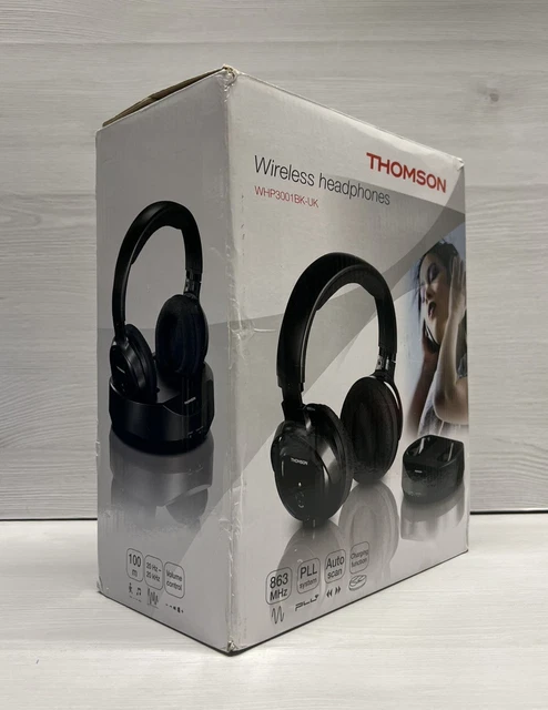 THOMSON UHF WIRELESS Headphones WHP3001BK-UK Brand New