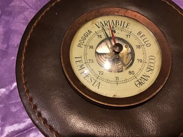 Antique Rare French Hanging Barometer Diameter 19th Century Brass And Leather Antique Rare French Hanging Barometer Diameter 19th Century Brass And Leather
