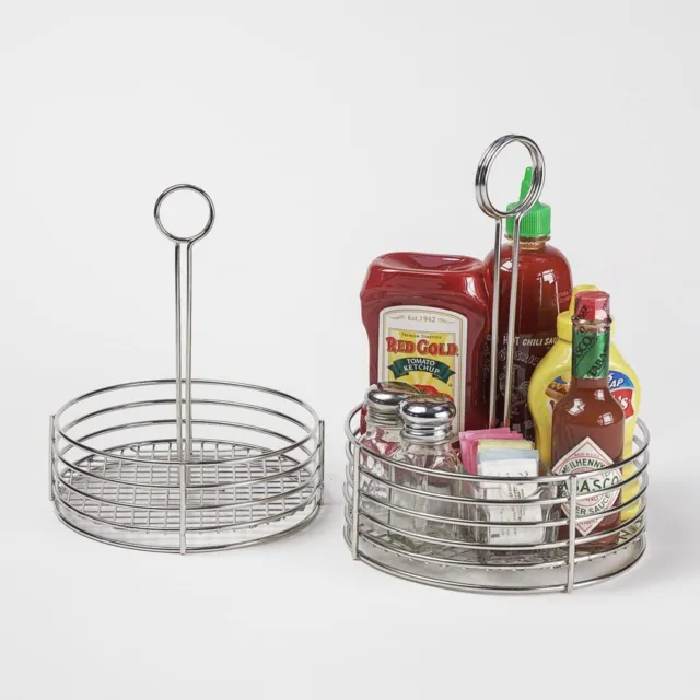 Stainless Steel Round Stainless Steel Condiment Caddy Stainless