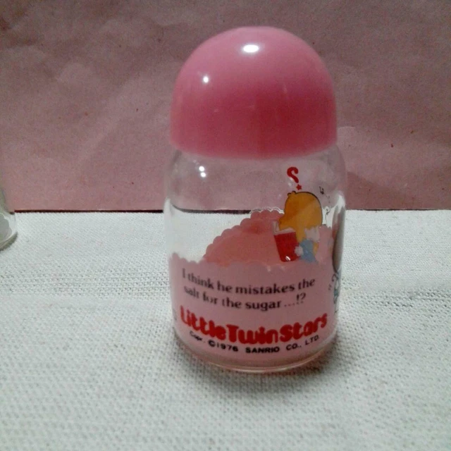 Sanrio Little Twin Stars Kiki Lara Salt and pepper 1976 unused glass bottle Rare