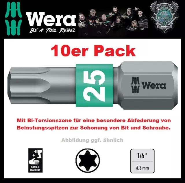 10 Stück WERA Bit 867/1 BTZ Länge 25 mm TX T 15 Torx BiTorsion  zähhart & robust