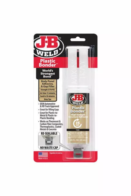 J-B Weld 50133 Plastic Bonder Structural Adhesive Syringe - Tan - 25 ml