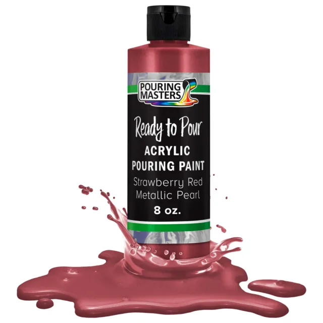 Pouring Masters Strawberry Red Metallic Pearl 8oz Water-Based Acrylic Paint