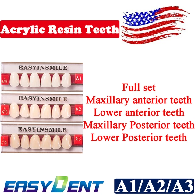 DENTAL ACRYLIC RESIN DIY Denture Teeth Full/Anterior/Posterior A1/A2/A3