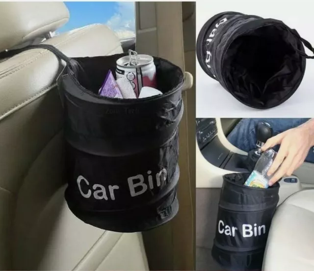 Portable Collapsible Car Bin Trash Can Pop-up Leak Proof Trash Bin Basket Black