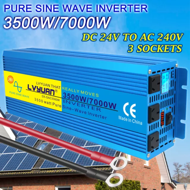 3500W 7000W 24V to 240V Pure Sine Wave Power Inverter Truck Boat Converter Trip