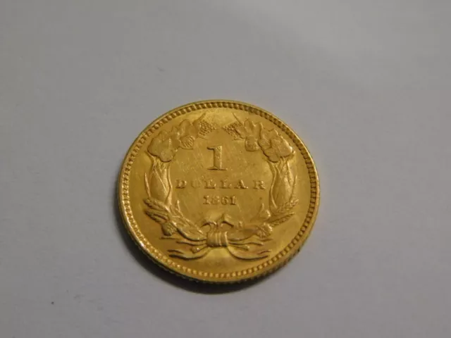 1861 Type 3 Liberty Head $1 Dollar US Gold Coin  USA Seller  See Pictures