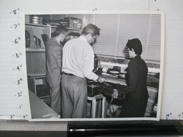 TV photo 1950s WNET ? Providence RI 16mm film reel splicing machine typewriter