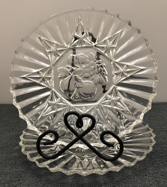 Pair (2) Federal Glass Pioneer Clear Glass Luncheon Plates 8" Ruffled Edge 1940s