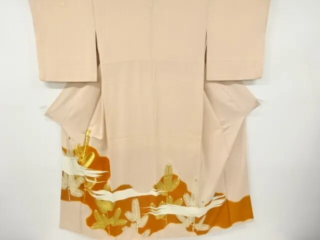 37767# Japanese Kimono / Vintage Iro-Tomesode / Embroidery / Mist & Pine