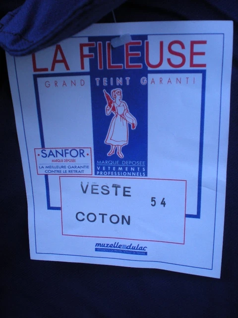 Veste Vintage Bleu De Travail Large - Coupe Cargo Baggy, Taille M, Marque France Paris - Occasion Très Bon état