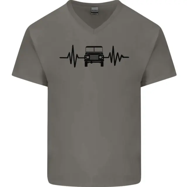 T-shirt 4x4 Heart Beat Pulse Off Roading da uomo scollo a V cotone