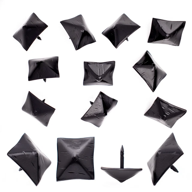 10 Pack Square Pyramid Door Clavos Decorative Nails 1.25" Rustic Hammered Iron