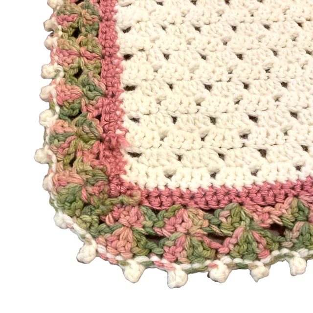 Hand Crochet Handmade Soft Baby Blanket Afghan cream Pink Green Purple new soft Hand Crochet Handmade Soft Baby Blanket Afghan cream Pink Green Purple new soft