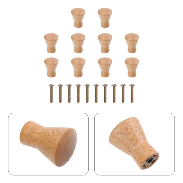 10 Pcs Cabinet Knobs Wooden Handle Mushroom Head Handle Drawer Pulls Furniture