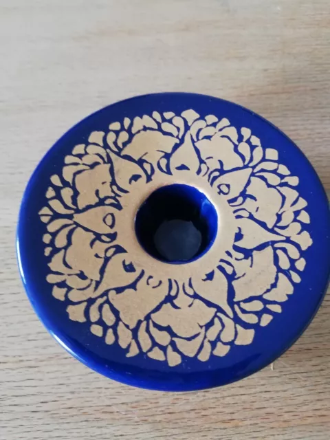 Rosenthal - Björn Wiinblad - Kerzenständer Blau mit Gold - 70er Jahre - Ø 8 cm