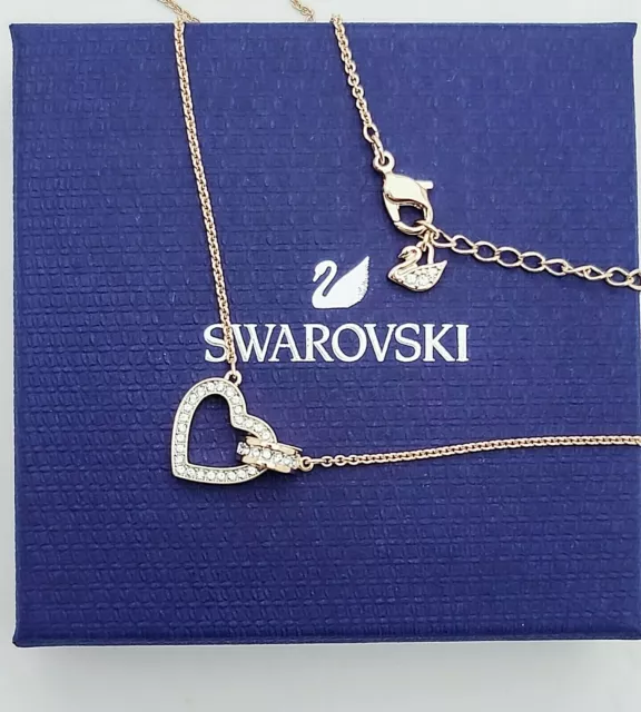 New Gift Box SWAROVSKI 5636445 Rose Gold Lovely Heart Crystals Pendant Necklace