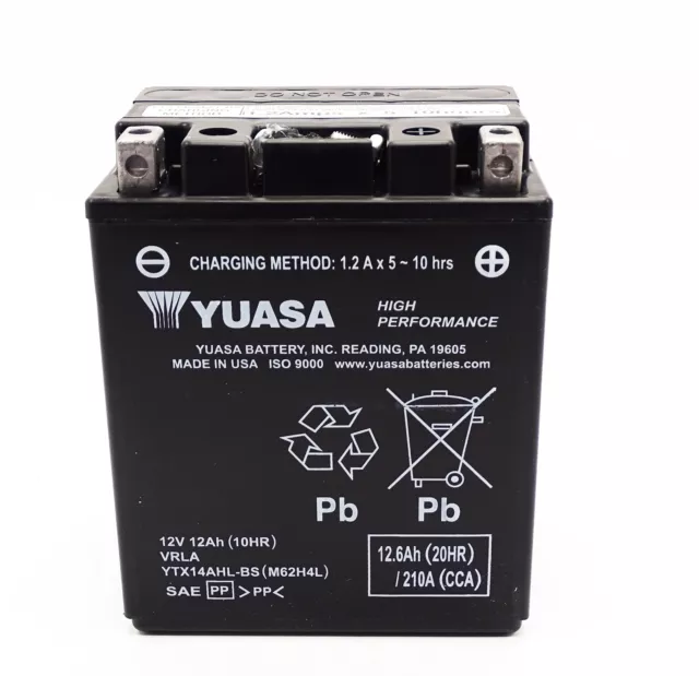 Yuasa YTX14AHL-BS AGM Batterie 12V 12AH - Prêt à Poser (YB14L-A2, 12N14-3A)