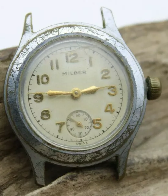 Vintage Swiss Made Milber Berman Watch Co 7J Wrist Watch 31.3mm 15.8mm LUG (P3H)