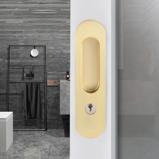 Security Door Lock Invisible Barn Door Locks with Keys Handle for Sliding Door