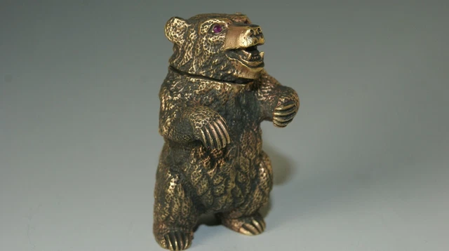 Brass Bear With Ruby Inset Eyes Vesta Case Brass Bear With Ruby Inset Eyes Vesta Case