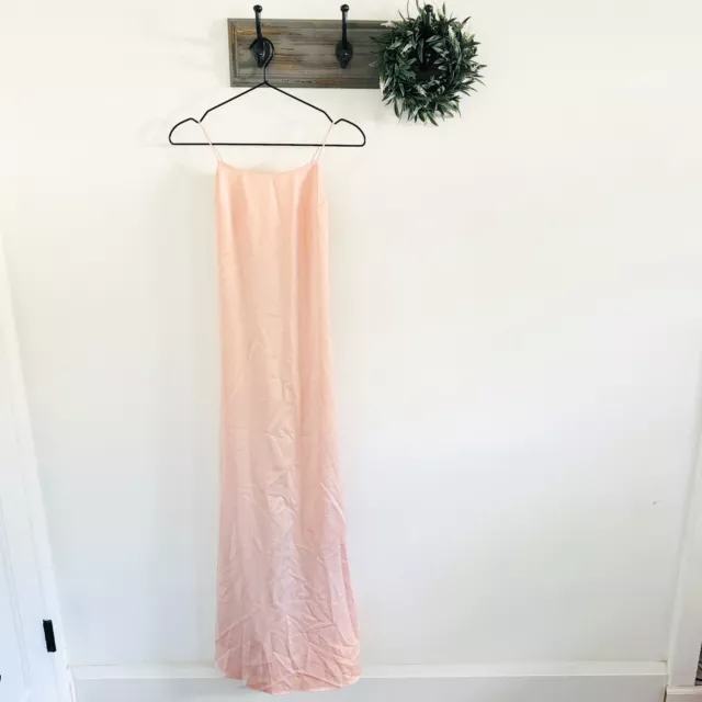 Privacy Please Pink Satin Strappy Maxi Gown XS