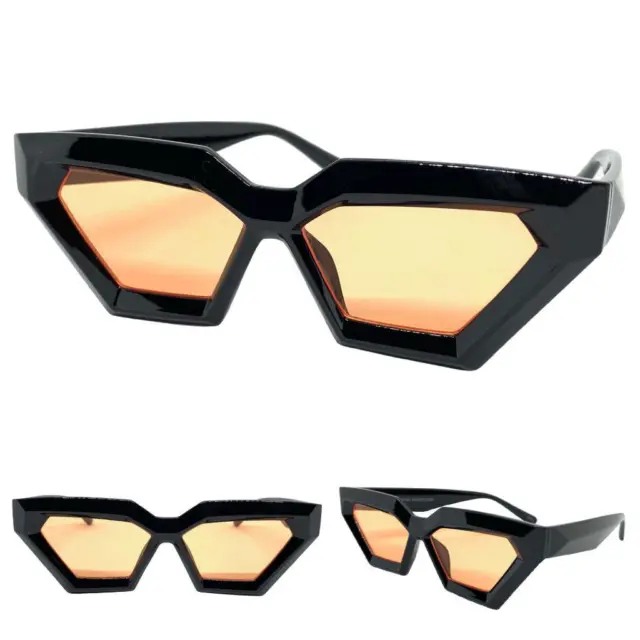 Neuf Chic Élégant Moderne Rétro Chat Eye Style Soleil Cadre Noir Orange Lentille