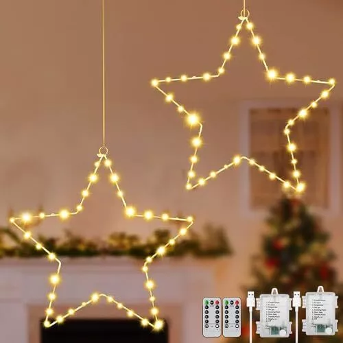 Quntis Lumières de fenêtre en forme d'étoile de Noël, 30 LED à