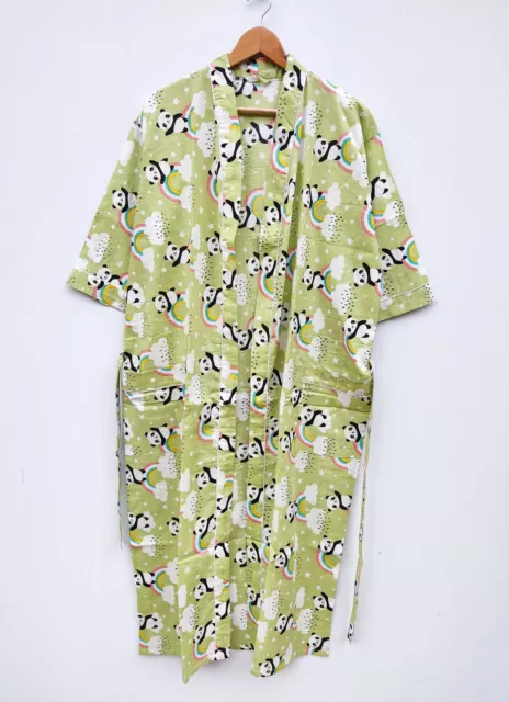 Baby Panda Print Girls Wear Cotton Kimono Robe Beach Wear Kimono Bathrobe