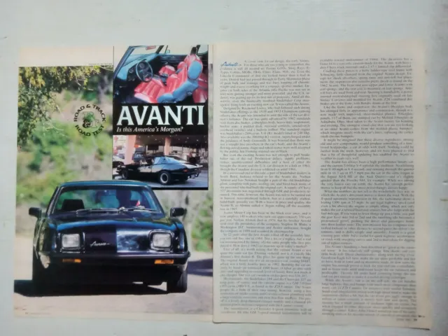 1984 Avanti 4 Page Usa Road & Track Magazine Road Test Article