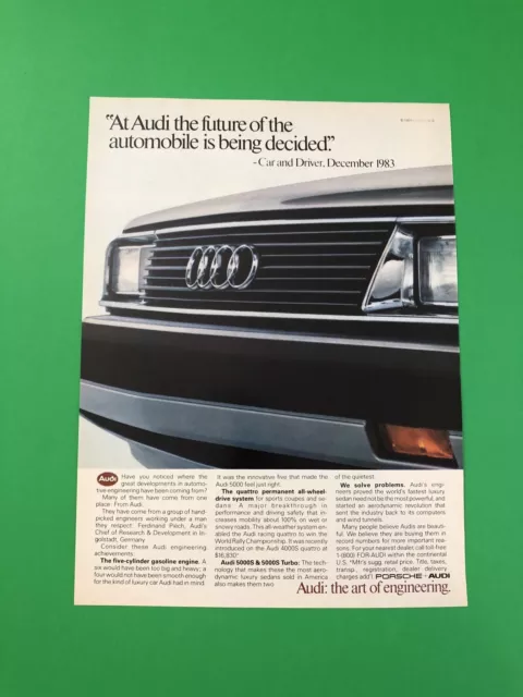 1983 1984 Audi 5000 Vintage Original Print Ad Advertisement Printed