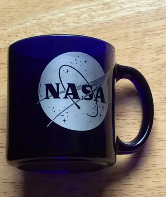 NASA Meatball Logo Cobalt Blue Glass Coffee Mug  Cup - Made In USA