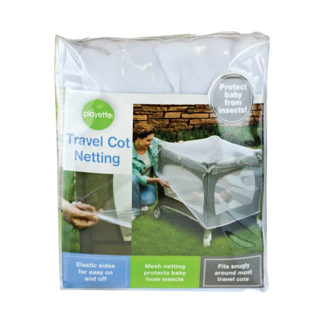 Playette Baby/Toddler Travel Cot Elastic Mesh Netting Insect Protection White