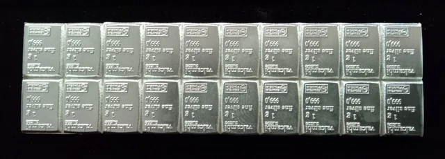 20 x 1 gram Valcambi Suisse .999 Silver Bullion Bar (Block of 20)